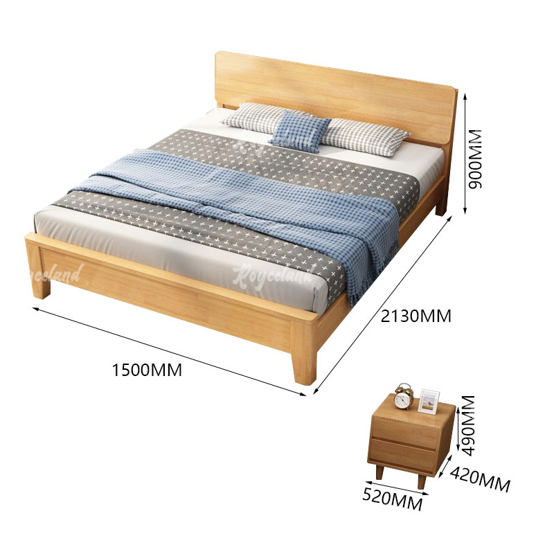 洛诗莲 (RoyceLand) 实木床宿舍家具1.5米单人床含两个床头柜 1500*2130*900高清大图