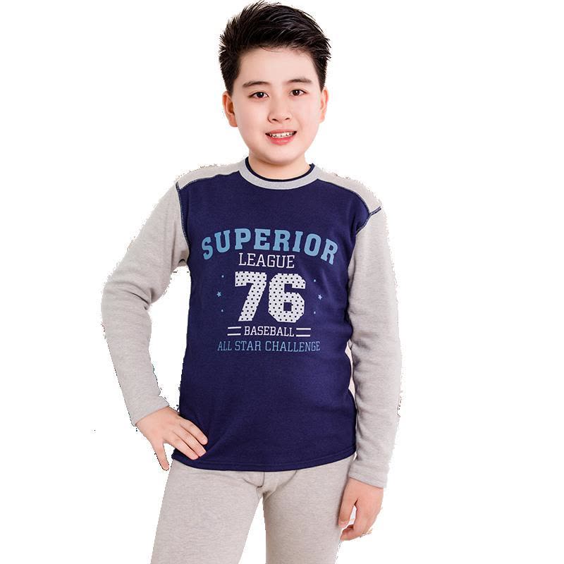波迷娜（BOMINA)青少年加肥加大码肥胖大童男孩保暖内衣套装初中学生胖童加绒加厚图片