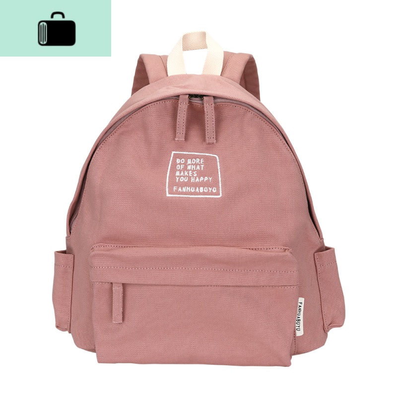 新款简约帆布书包女韩版高中校园学生双肩包ins休闲背包NEW LAKE高清大图
