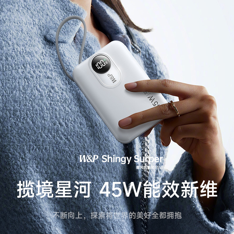 W&P[3C认证可上飞机]PC108 旅充宝系列充电宝移动电源 45W/20000毫安/白色高清大图