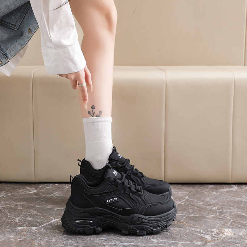 La Chessiers老爹鞋女鞋春秋新款网面透气厚底百搭低帮鞋休闲运动休闲鞋高清大图