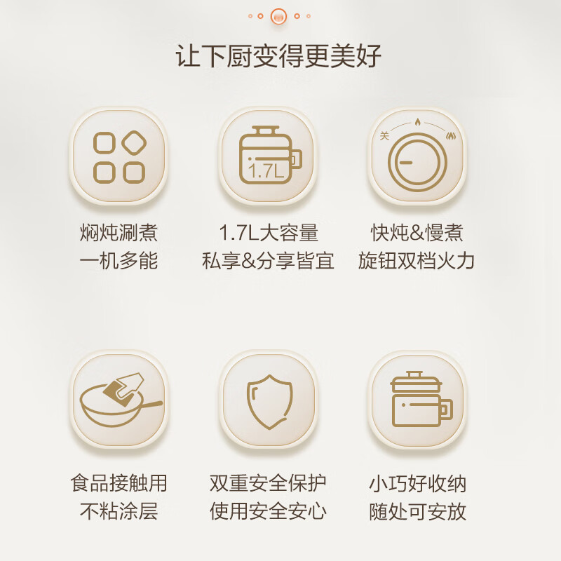 苏泊尔(SUPOR)电煮锅 电热锅 宿舍小电锅 电蒸锅 学生寝室一体泡面小火锅 多功能锅 H17YK489 1.7L高清大图