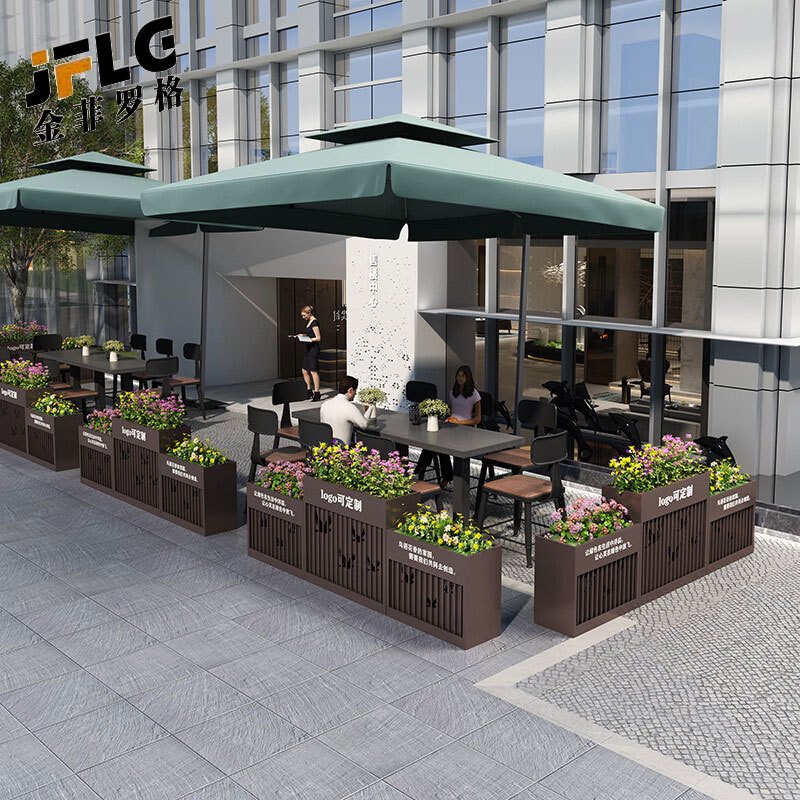 苏宁 金菲罗格 办公家具 可定制logo户外商业镀锌钢板花箱 棕色花箱60x30x40cm高清大图