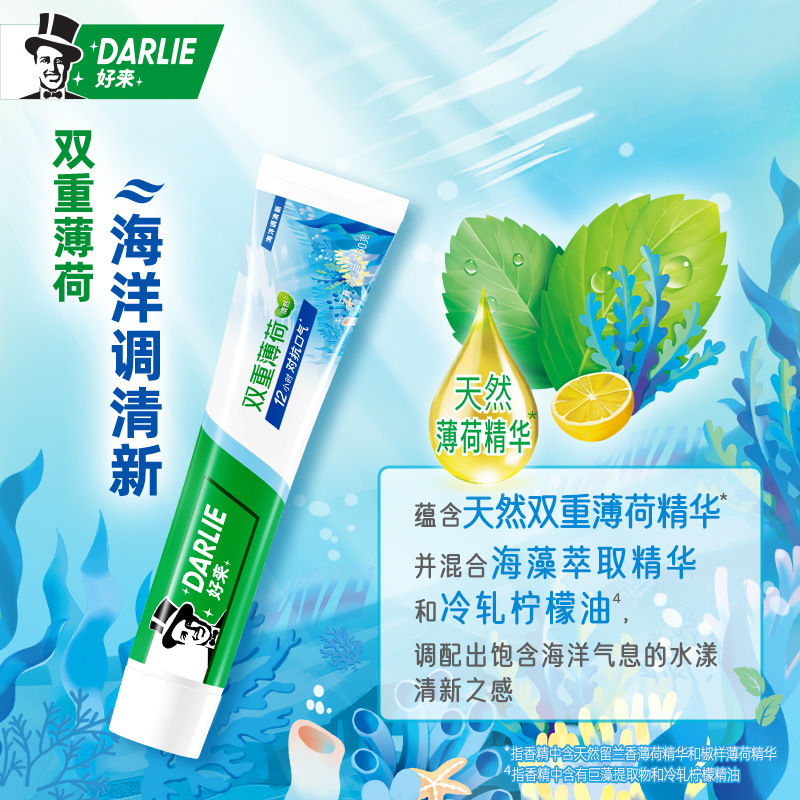 DARLIE好来(原黑人)牙膏双重薄荷海洋清新调160g清新去口气防蛀 1件装