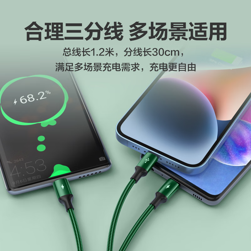 品胜数据线三合一苹果Type-c安卓手机车载充电线快充适用iPhone16/15/14小米华为mate60/P70高清大图