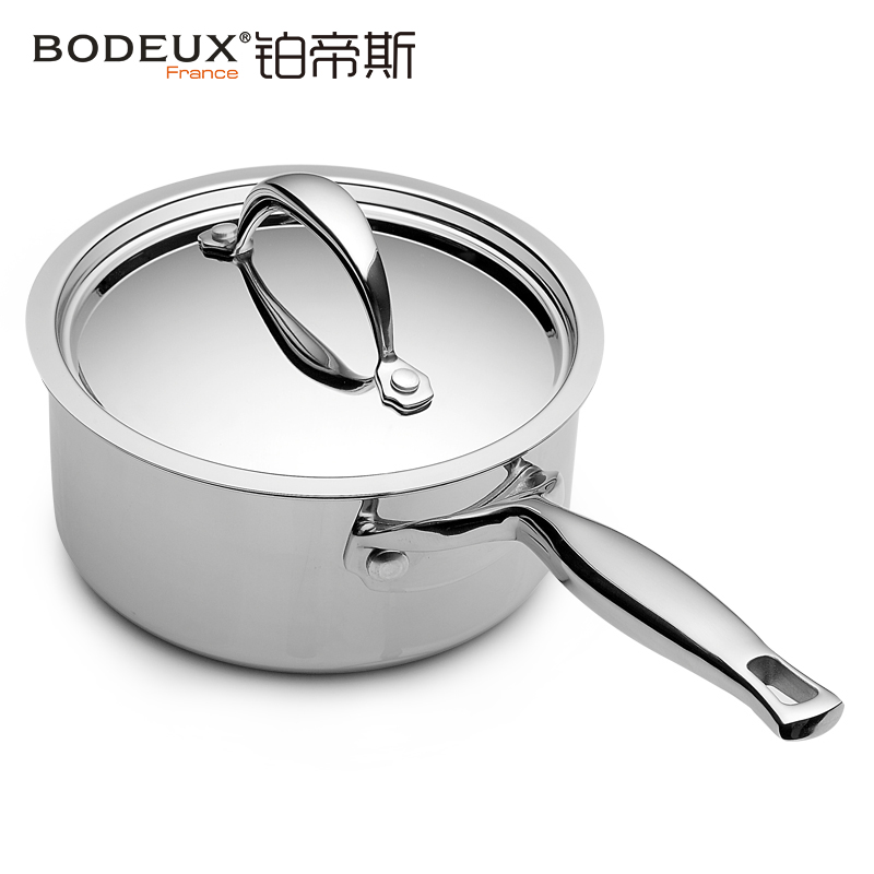 铂帝斯BODEUX 骑士系列 304不锈钢奶锅不易粘锅宝宝辅食锅煮奶锅迷你家用小锅16cm炉灶通用
