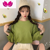 七斓2023年新款chic早外穿秋衣内搭打底衫上衣长袖t恤女装底七2长 XL 模特款-牛油果绿色