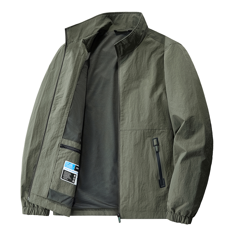 啄木鸟冲锋衣外套男士立领夹克春秋季薄款大尺码男装商务休闲上衣服高清大图