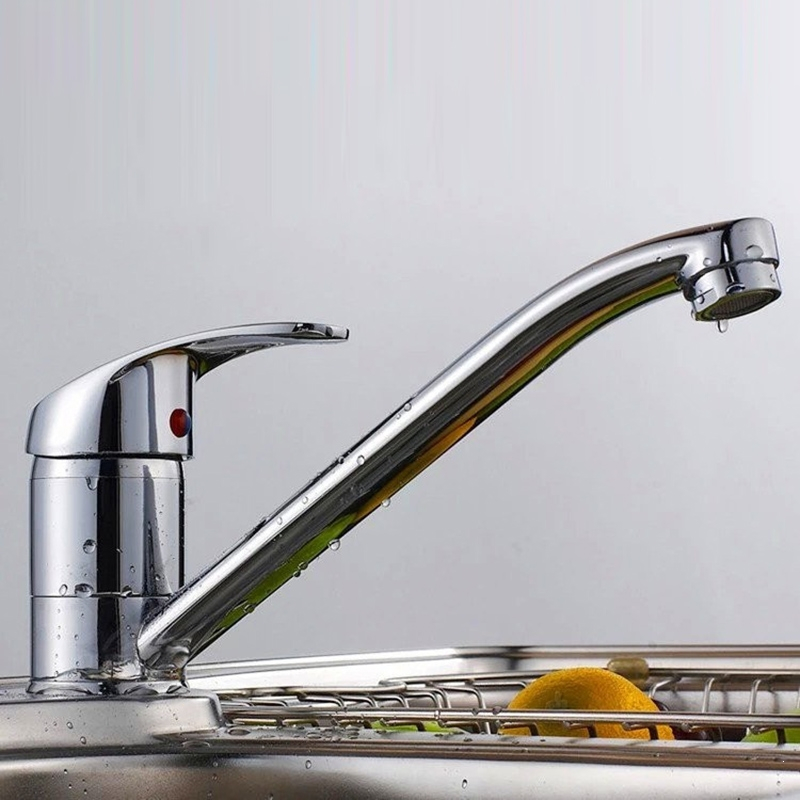 闪电客矮款长嘴铜厨房水龙头铜冷热洗菜盆水龙头可旋转水龙头水槽龙头