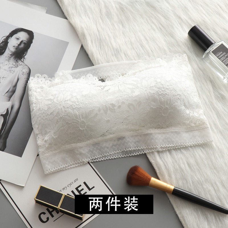 无肩带裹胸抹胸式打底拢文胸内衣夏外穿上衣背一字肩2件白均