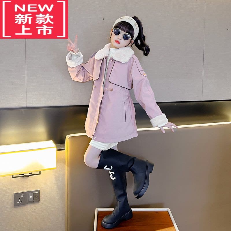 可莉允女童皮草外套加绒加厚冬装2022新款中大童洋气童装冬季皮衣派克服棉服图片