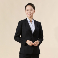 女士二扣平驳领双唇袋不开叉羊毛西服