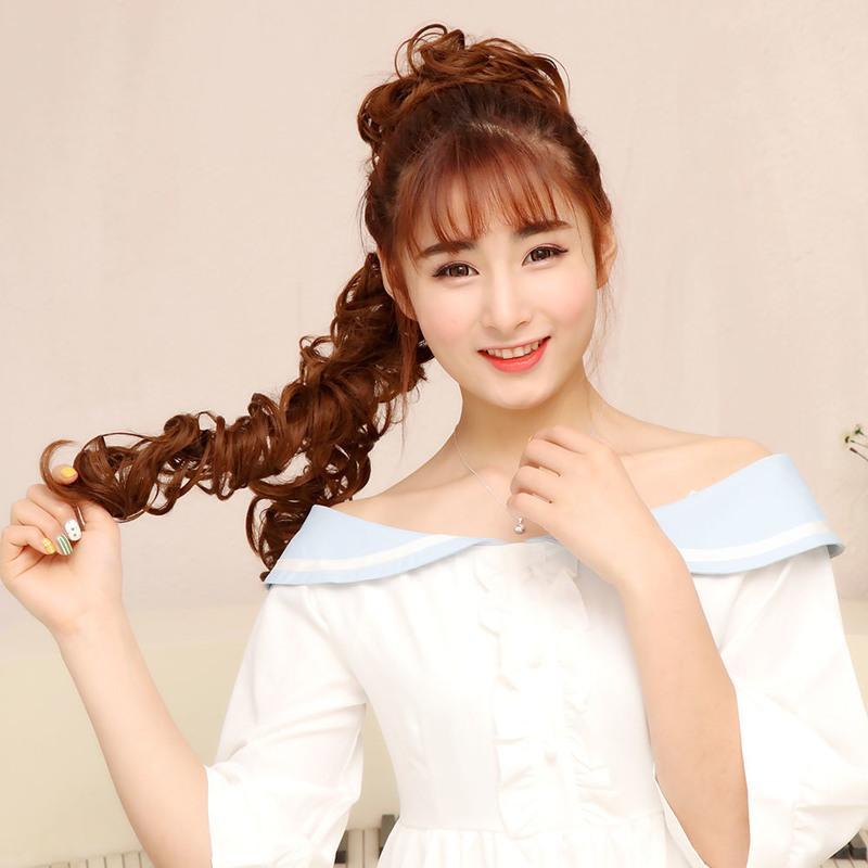 假发女长发夏季新娘盘发器毛毛虫卷发圈古装发饰半丸子头蓬松花苞 1米