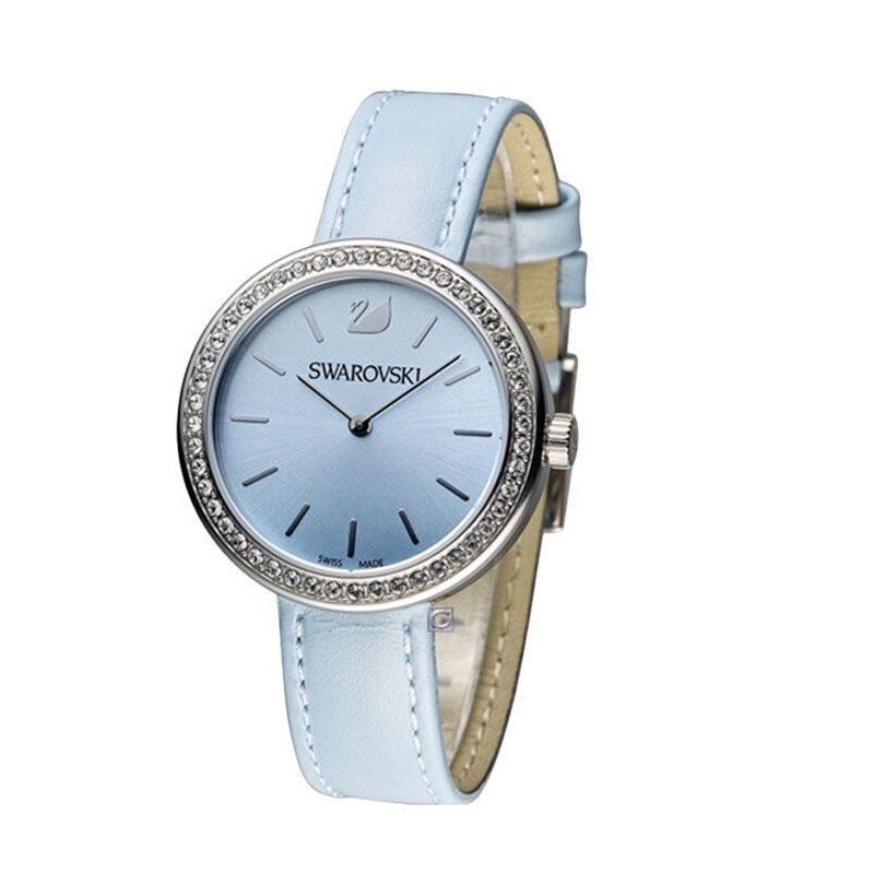 施华洛世奇swarovski手表休闲时尚简约皮革表带指针式圆盘女士石英表