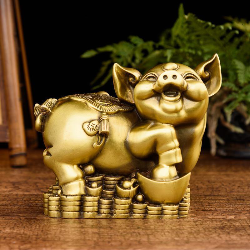家柏饰corated猪摆件铜生肖猪金猪开业礼品家居客厅电视柜工艺品视频