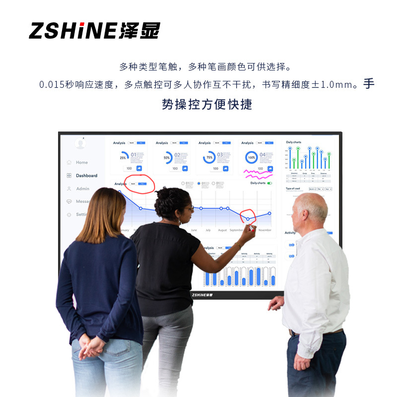泽显98英寸会议平板i7双系统 4K超高清交互式电子白板 智能触摸一体机 智慧显示屏投屏大屏幕 ZX-CM980