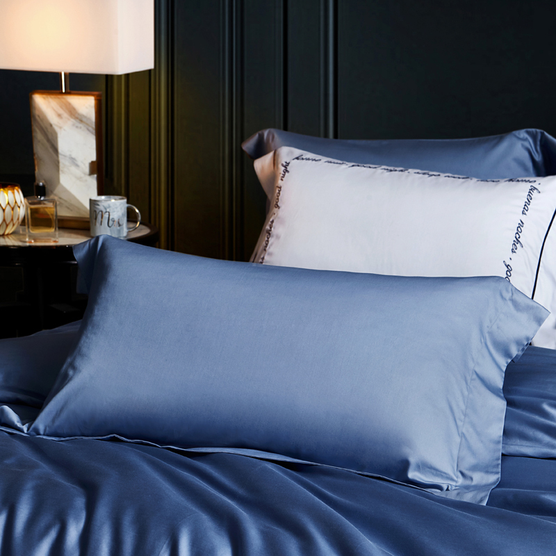 LOVO乐蜗家纺罗莱生活出品60S长绒棉四件套件纯棉全棉简约纯色床单床上用品高清大图