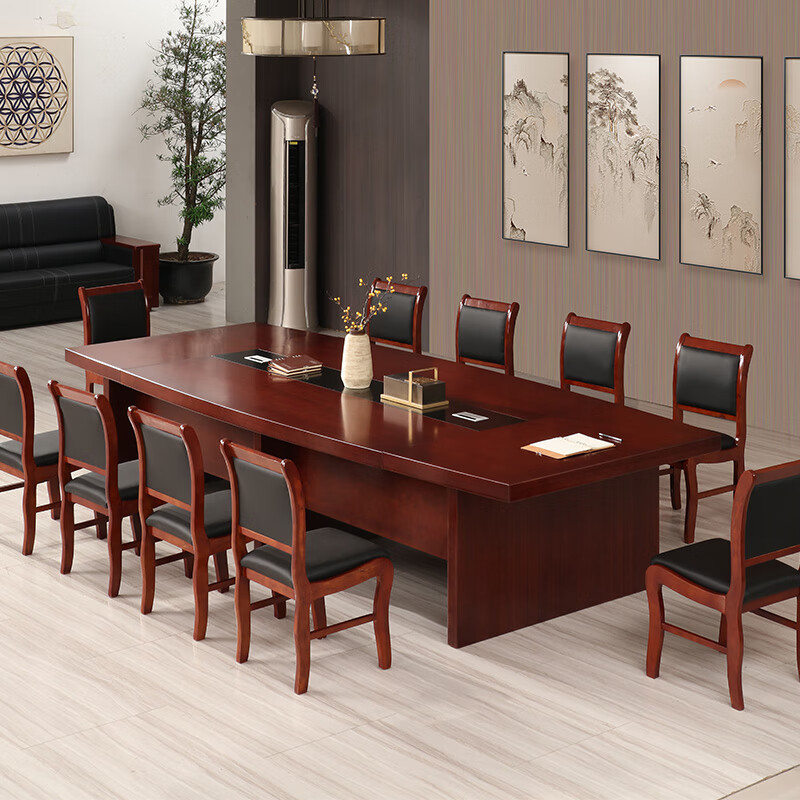 中伟(ZHONGWEI)会议桌长桌油漆实木贴皮办公桌 4500*1650*750