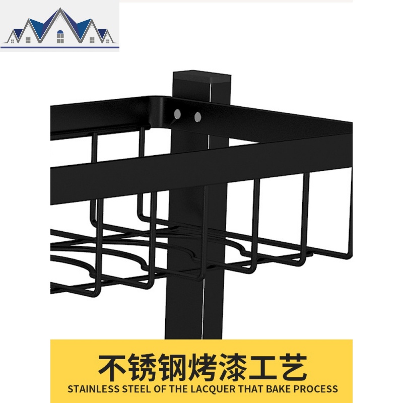 双层厨房不锈钢调料架调味品置物架调味料黑色调味架菜板架砧板架 三维工匠高清大图