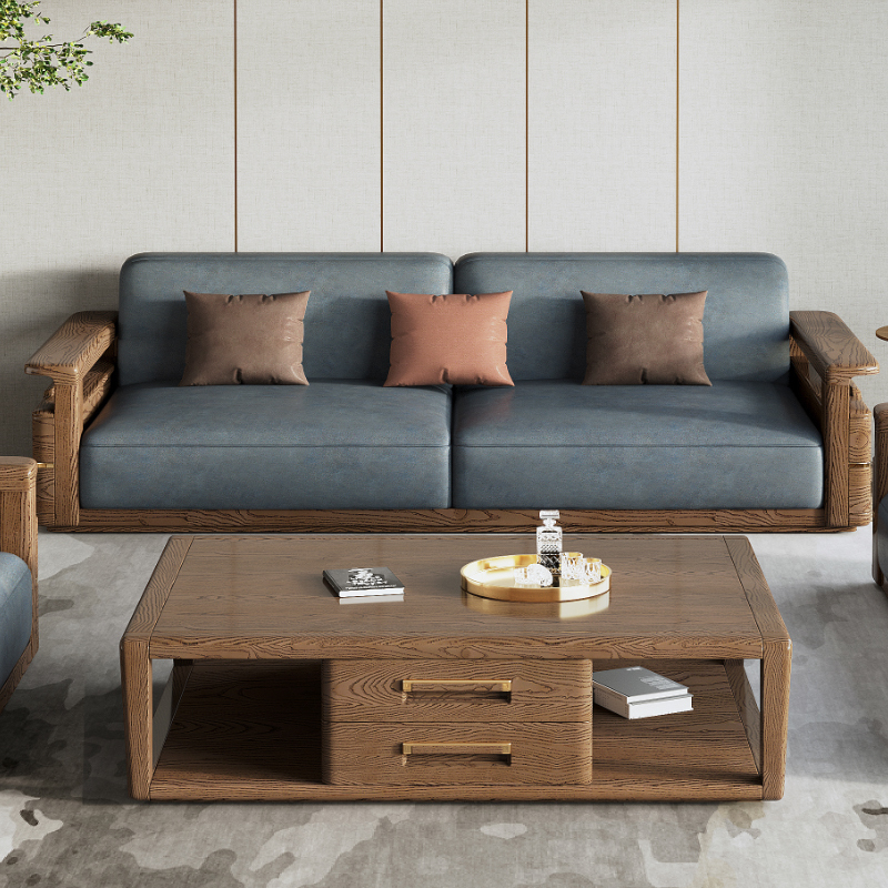 景山百岁白蜡木实木沙发组合北欧沙发现代简约实木沙发布艺沙发客厅