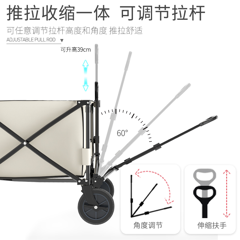 新越昌晖户外折叠车野营车露营车野餐车营地车多功能小推车搬运便携手推车买菜车购物车带刹车手拉车 YYC-01Z高清大图