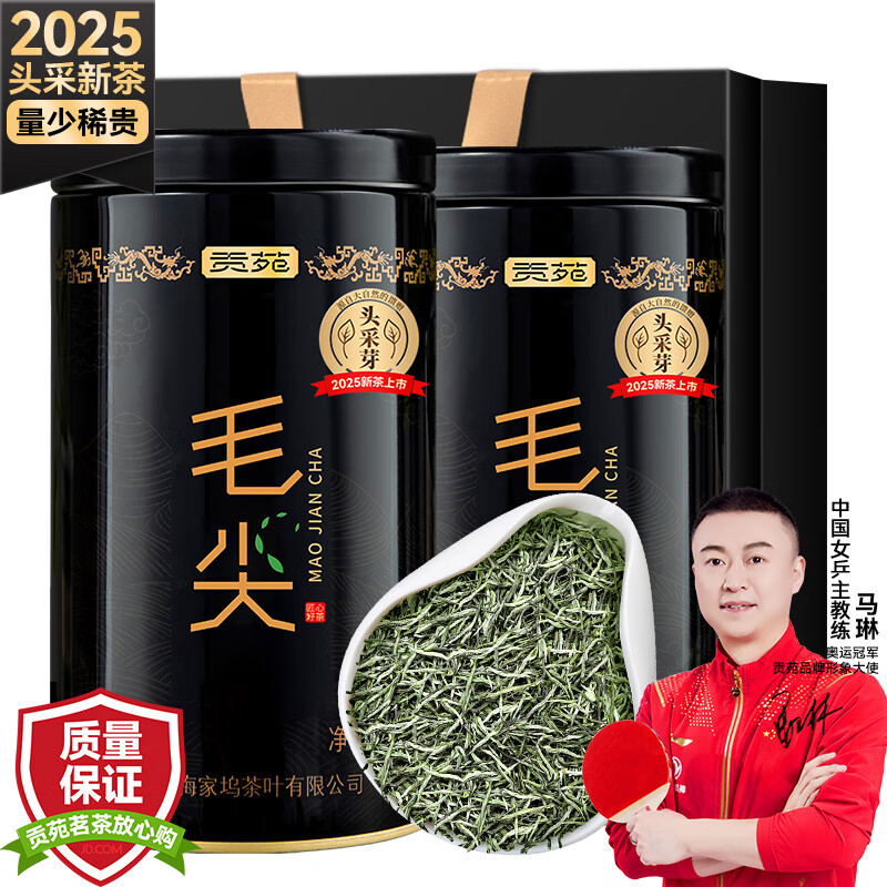 贡苑绿茶2025新茶 头采芽特级毛尖250g 明前嫩芽栗香茶叶礼盒装