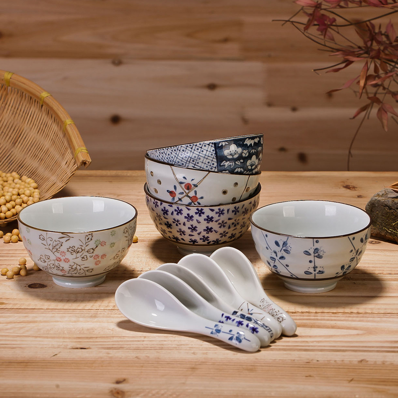 风源陶瓷餐具套装碗盘碟勺20头日式韩式厨房餐具米饭碗家用配韩碗