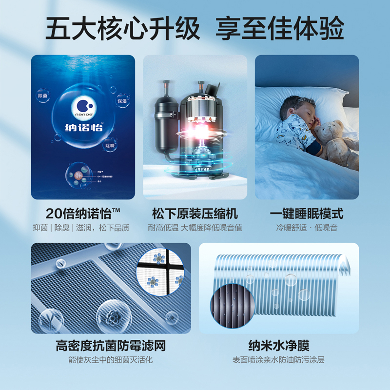 松下空调1匹挂壁式空调挂机 新一级能效 双排铜管 LG9KQ10N