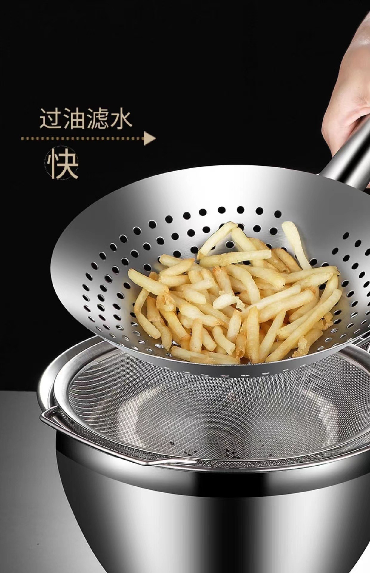 谦星 不锈钢瓢老款圆形面瓢厨房挖面粉 钢柄菜壳28cm 1个高清大图