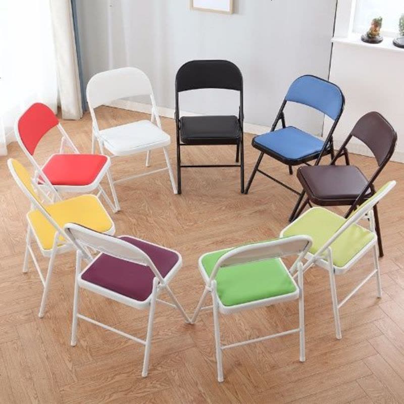 折叠椅家用靠背椅宿舍电脑椅现代简约餐椅培训会议办公椅儿童椅子 清凉透气网布面款白腿灰面图片