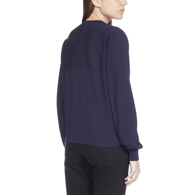 高田贤三(Kenzo)海军蓝刺绣针织套衫女款圆领长袖棉质舒适百搭运高清大图