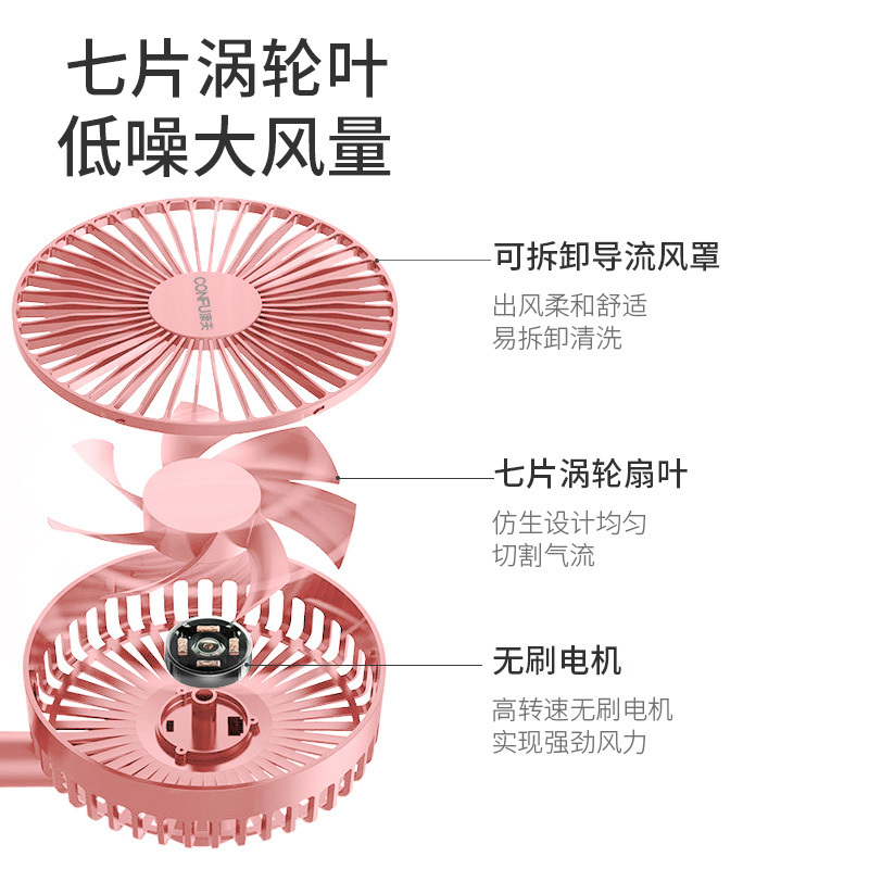 康夫(CONFU)电风扇 台式小风扇 学生宿舍便携式USB充电式 迷你款桌面台式床头床上风扇便携随身小型风扇KF-A1
