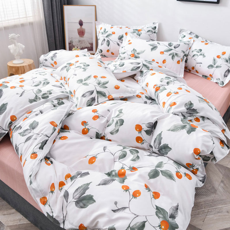 网红款床上用品四件套ins风宿舍床单被套学生被子三件套4 瓜果飘香 1.8床四件套被套180*220cm