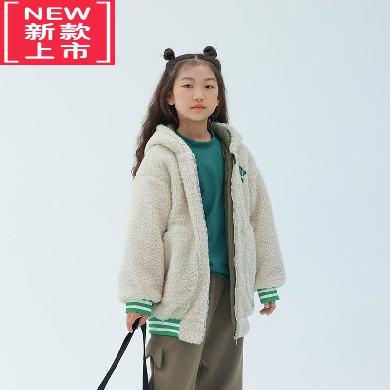 可莉允原创设计女童仿羊羔毛外套加厚2022冬装新品宽松棉服潮图片