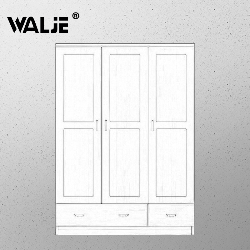walje000133三门松木衣柜衣橱
