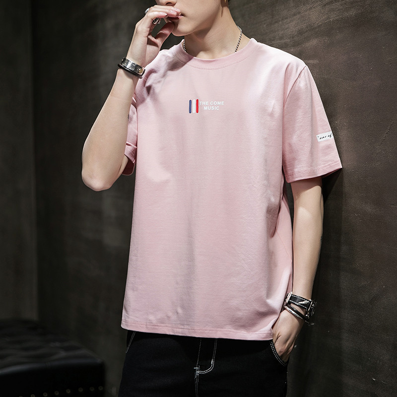短袖t恤男士韩版潮流圆领体恤夏天打底衫日系半截上衣服夏季男装