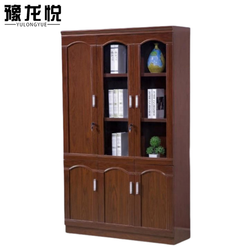 豫龙悦书柜 书柜档案柜三门1200*400*2000mm台 简约