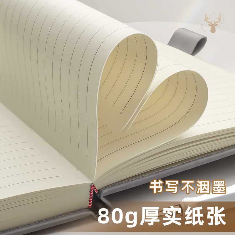 金值 a5带磁扣笔记本子超厚商务记事本加厚大学生日记本办公文具用品皮面本子工作本会议记录本 极简灰/416页高清大图