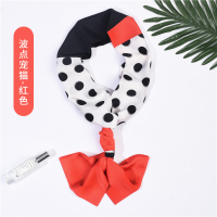 姚晨同款小领巾女春秋款洋气时尚百搭装饰长条腰带小丝巾领带丝带 桔红色波点宠猫-红色