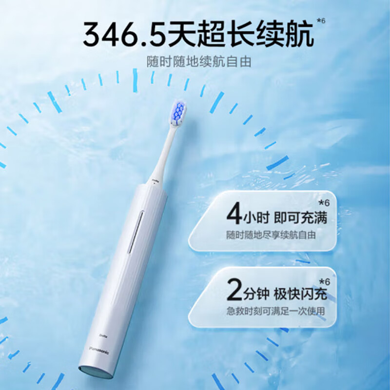 松下(Panasonic)电动牙刷奶泡刷去渍护龈双效滑屏解锁控制电量长久续航DC20黑色高清大图