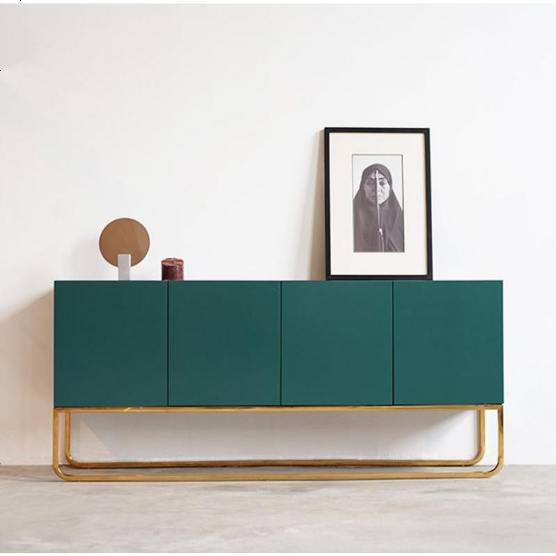 北欧实木餐边柜简约现代客厅茶水柜展示柜墨绿色厅玄关柜储物柜
