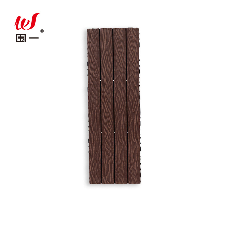 围一 塑木地板 3D雕花咖啡色-600*22MM 片高清大图
