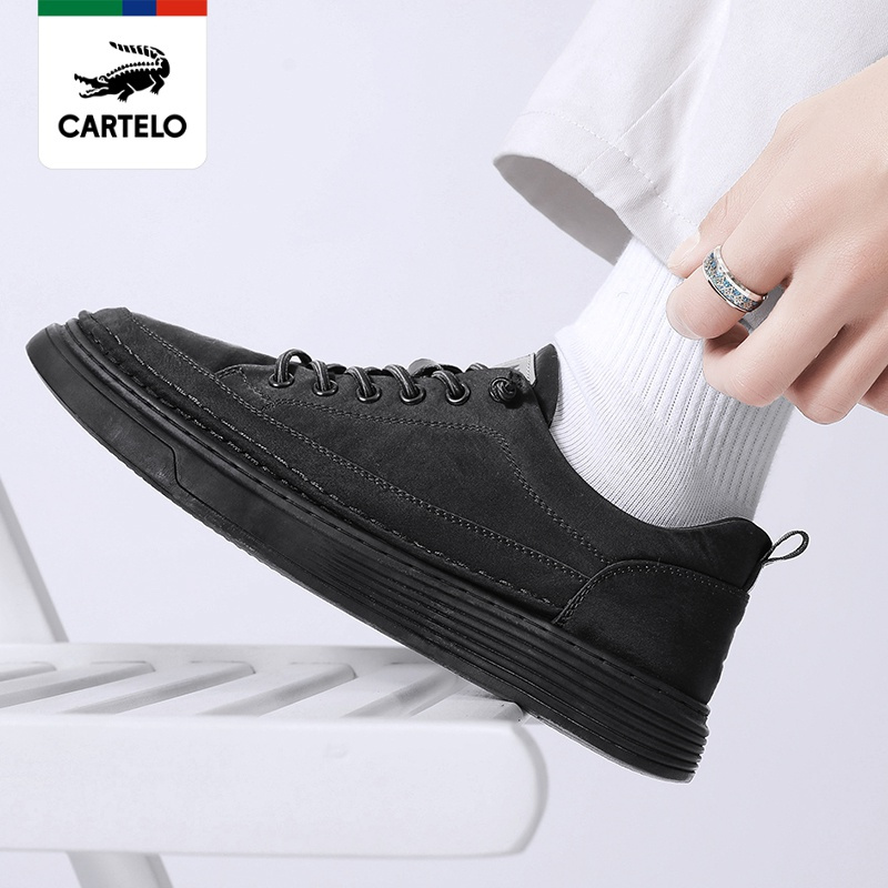 线下专柜同款卡帝乐鳄鱼cartelo新款时尚冰丝布男士休闲鞋男鞋板鞋