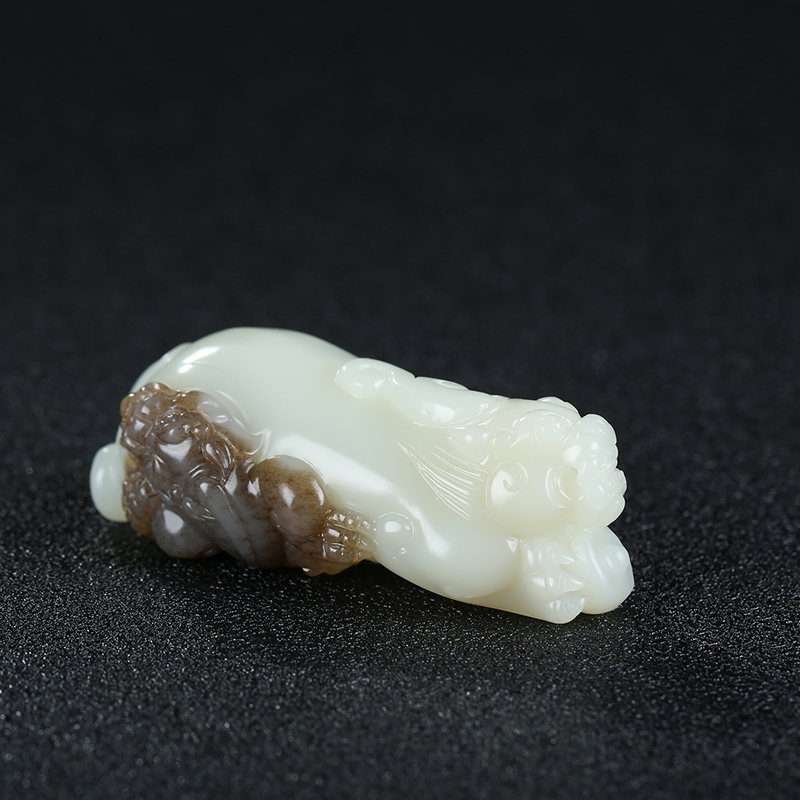 携子上朝新疆和田玉貔貅吊坠玉坠且末糖白玉瑞兽挂件天然玉石