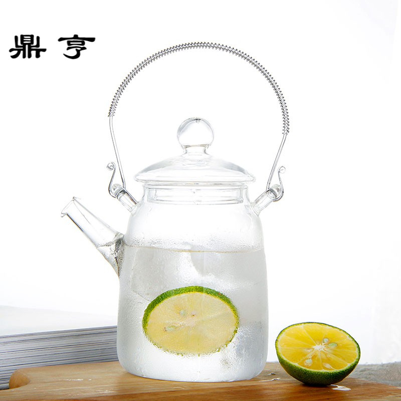 鼎亨手工花茶具耐热玻璃茶壶泡茶壶套装提梁壶冲泡工艺花茶现代