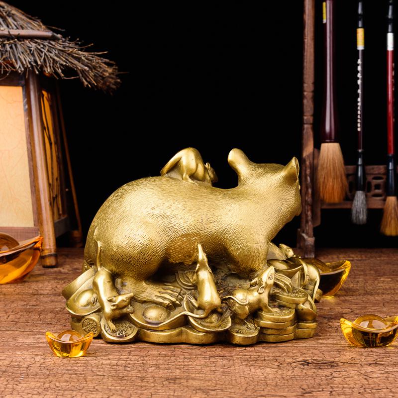 美帮汇金钱鼠 铜鼠摆件铜如意鼠汽车装饰品老鼠高清大图