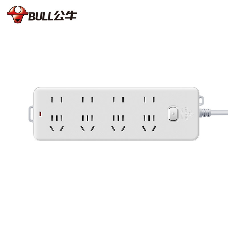公牛(BULL)GN-403全长10米八位插孔总控开关带保护门插座/接线板/排插/拖线板/插排白色