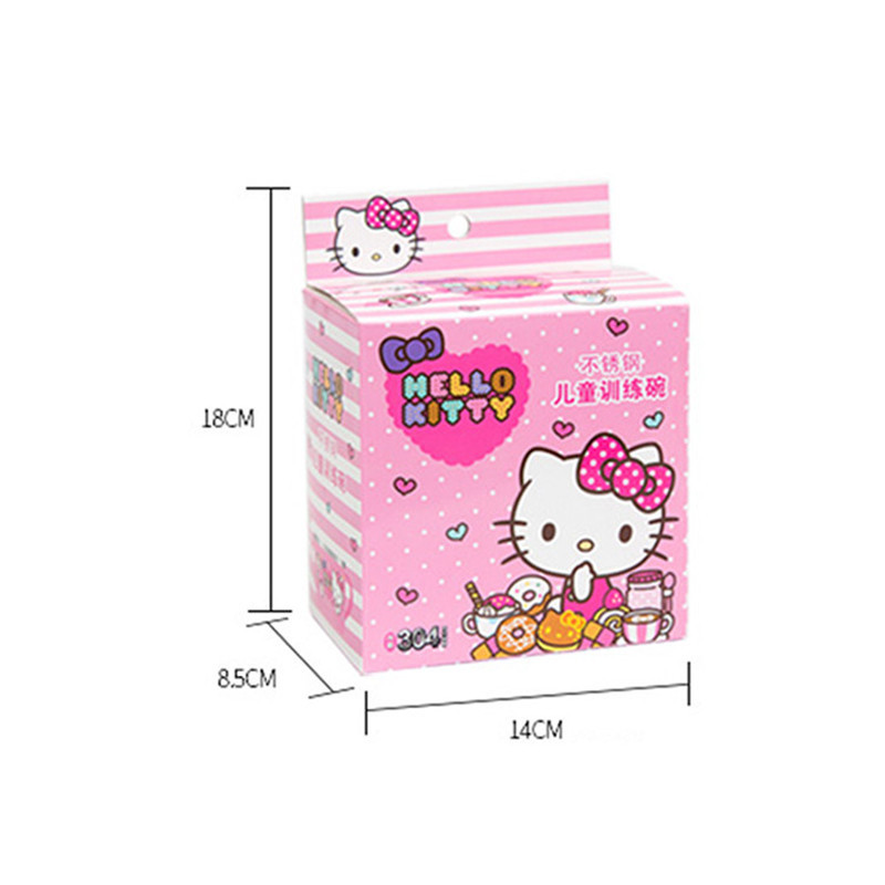 凯蒂猫(HELLO KITTY) 碗HLKO-9564C双层不锈钢人体工程学设计便捷活塞设计儿童男宝女宝可爱便携双耳碗