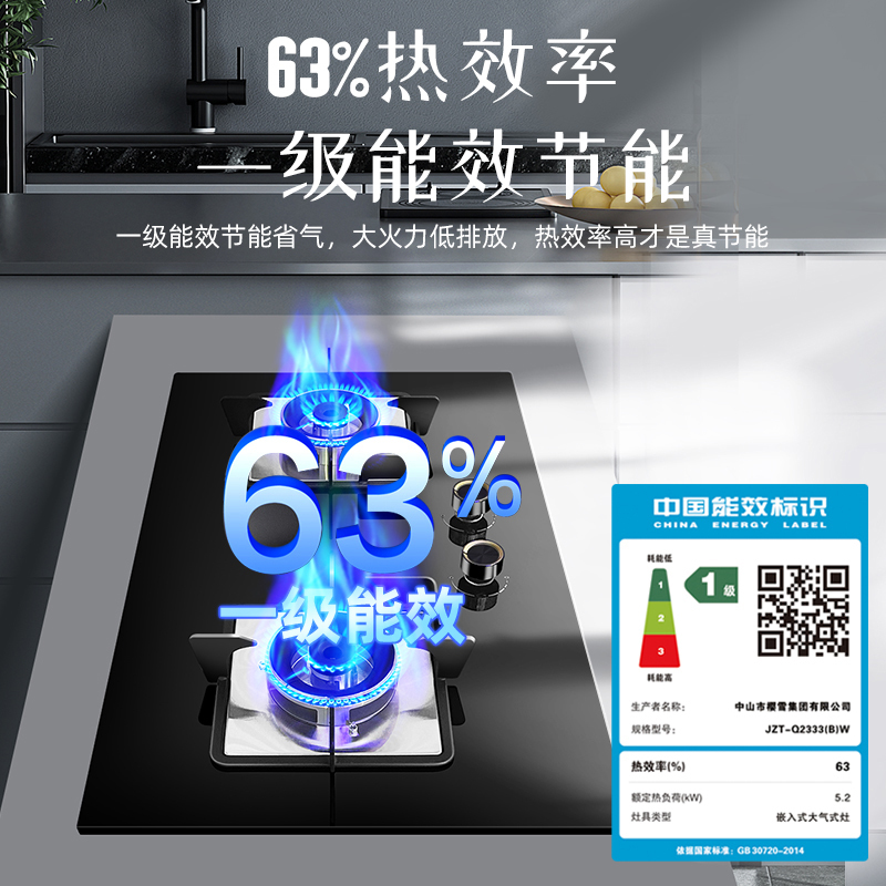 樱雪(INSE)燃气灶 煤气灶双灶 家用5.2kW猛火灶具 直火铜火盖 节能猛火双灶JZT-Q2333 天然气