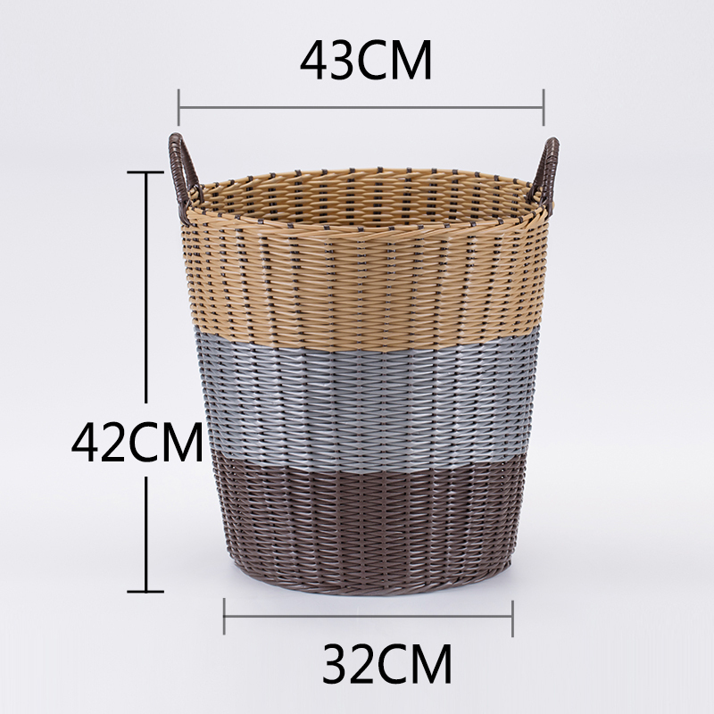 美帮汇简约玩具收纳筐宝宝玩具桶家用卧室脏衣服收纳儿童收纳桶 柔和咖色渐变(大号)其他